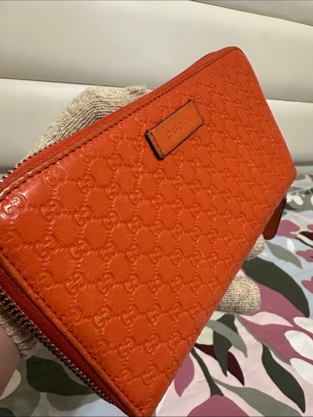 Gucci Orange Quilted Leather Zip Wallet - Picture 12 of 13